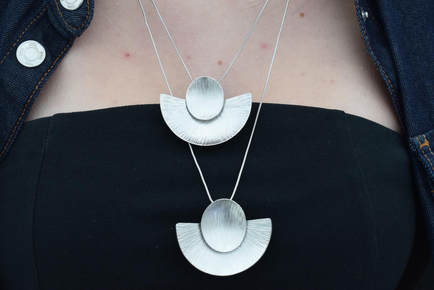 Kochlias 2 necklace Greek hammered jewelry 18K gold silver rose gold plated double spiral pendant