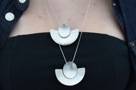 Kochlias 2 necklace Greek hammered jewelry 18K gold silver rose gold plated double spiral pendant