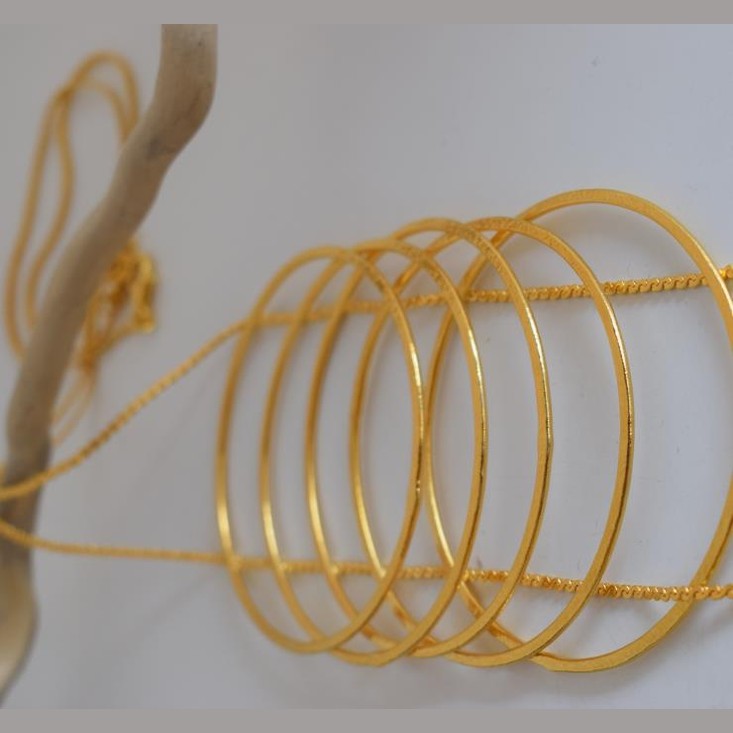 Krikos necklace Greek hammered jewelry in 18K gold, silver, and rose gold plated with interlinked circular rings