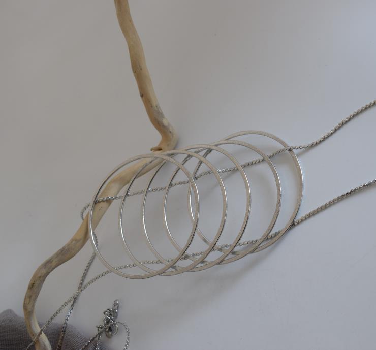 Krikos necklace Greek hammered jewelry in 18K gold, silver, and rose gold plated with interlinked circular rings