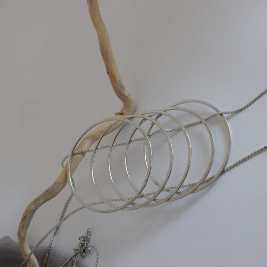 Krikos necklace Greek hammered jewelry in 18K gold, silver, and rose gold plated with interlinked circular rings