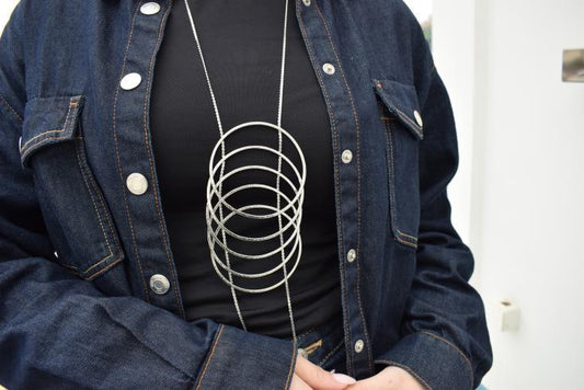 Krikos necklace Greek hammered jewelry in 18K gold, silver, and rose gold plated with interlinked circular rings