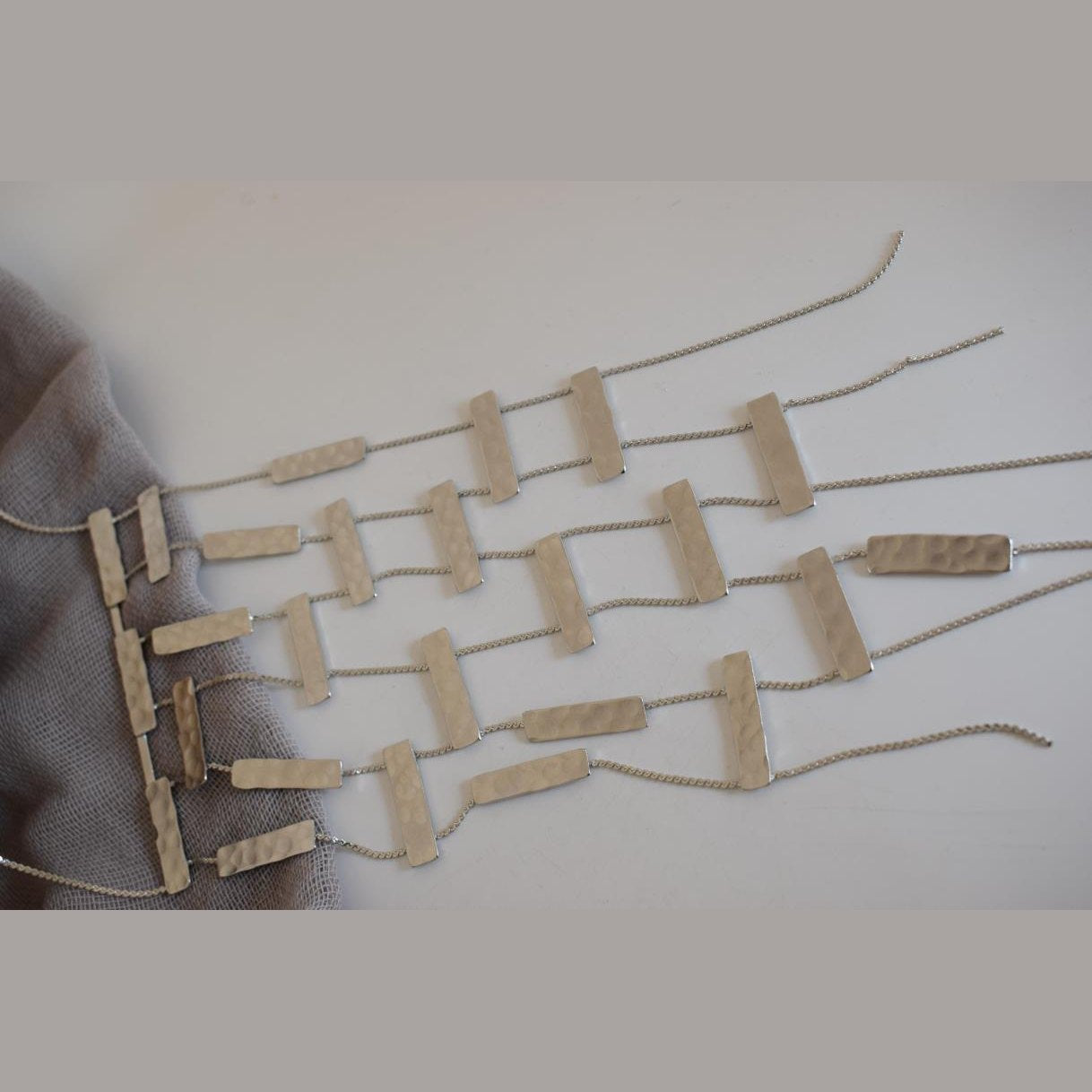 Meteora 2 necklace Greek hammered jewelry 18K gold silver rose gold plated multi-layer statement necklace