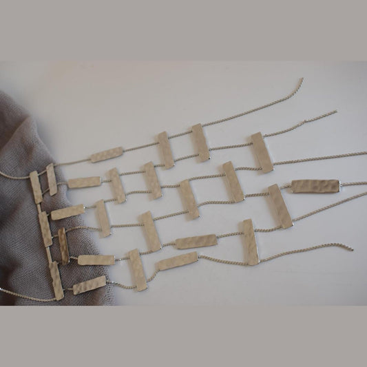 Meteora 2 necklace Greek hammered jewelry 18K gold silver rose gold plated multi-layer statement necklace