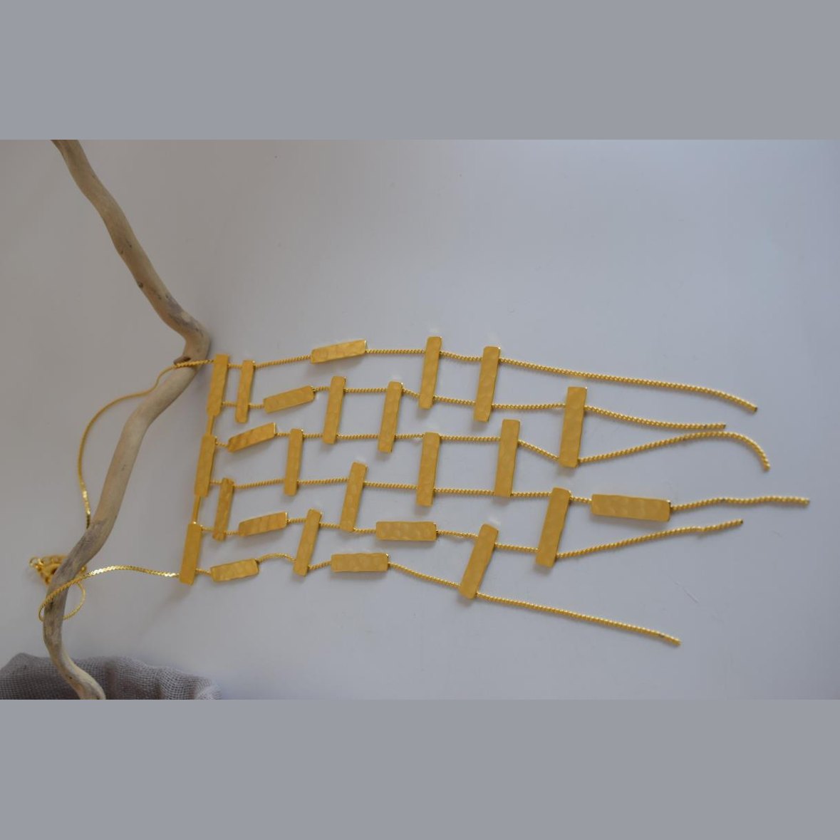 Meteora 2 necklace Greek hammered jewelry 18K gold silver rose gold plated multi-layer statement necklace