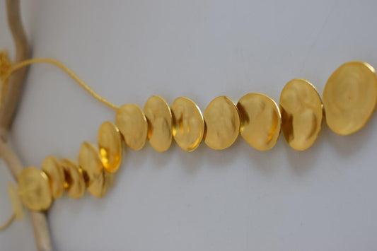 Selini long necklace – Greek hammered jewelry – 18K gold or silver plated, also available in rose gold, hammered moon phases design