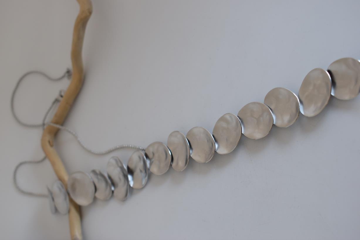 Selini long necklace – Greek hammered jewelry – 18K gold or silver plated, also available in rose gold, hammered moon phases design