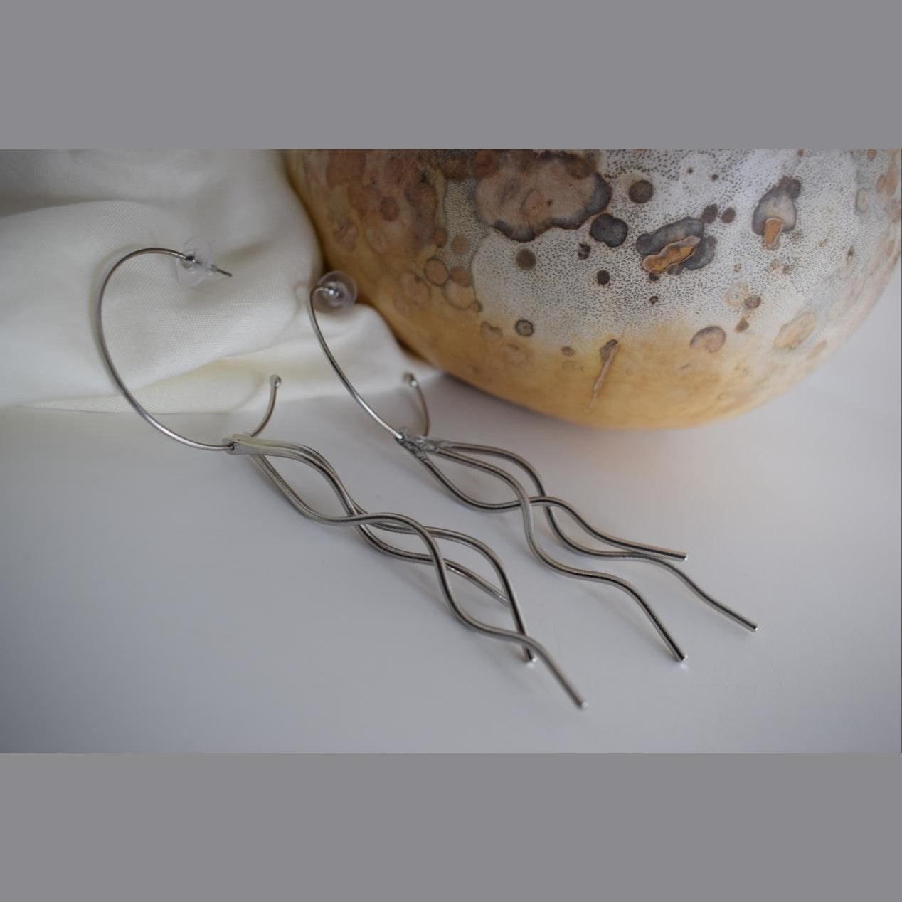 Delphi earrings, handmade Greek hammered jewelry, available in 18K gold or silver plated.