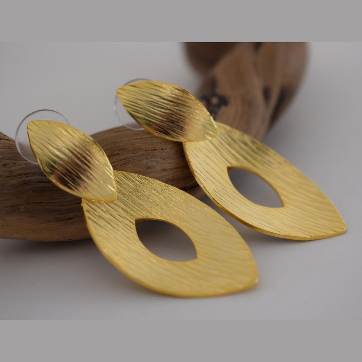 Avgi 3 Earrings – Handmade Greek Hammered Jewelry – 18K Gold or Silver Plated