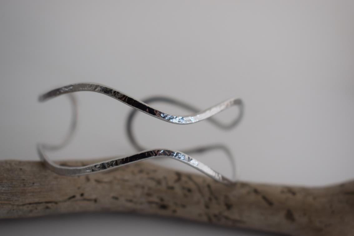 Kyma bracelet – Greek hammered jewelry – 18K gold or silver plated, also available in rose gold, hammered wavy cuff design