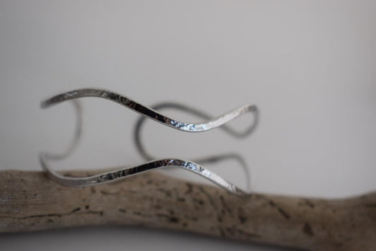 Kyma bracelet – Greek hammered jewelry – 18K gold or silver plated, also available in rose gold, hammered wavy cuff design