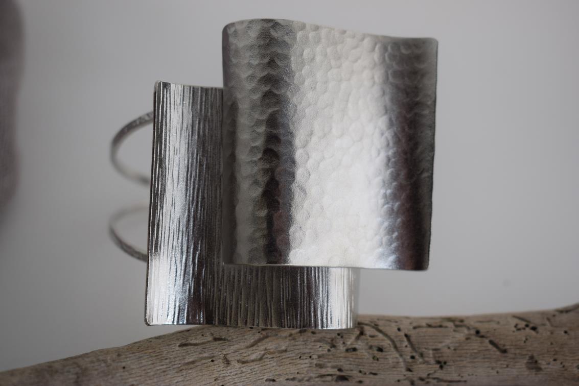 Hefaistos bracelet – Greek hammered jewelry – 18K gold or silver plated, also available in rose gold, hammered statement cuff design