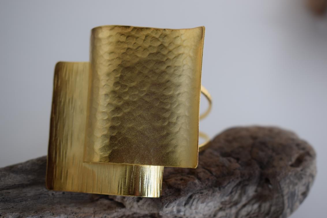 Hefaistos bracelet – Greek hammered jewelry – 18K gold or silver plated, also available in rose gold, hammered statement cuff design
