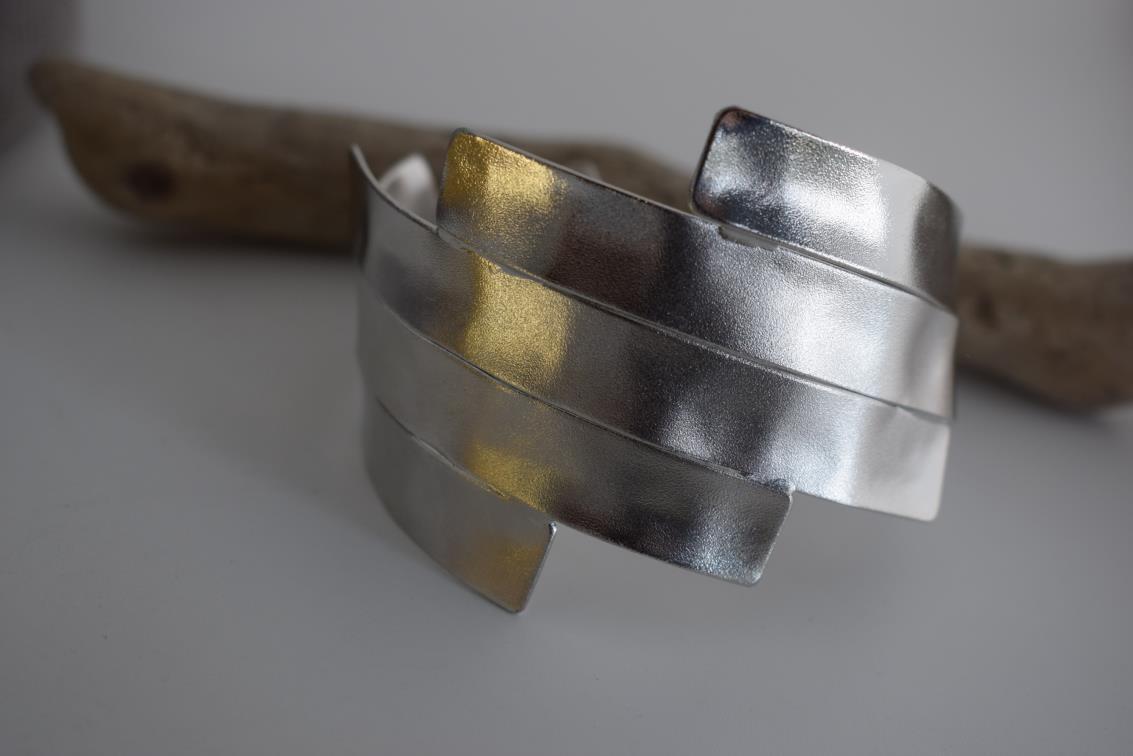 Meteora bracelet – Greek hammered jewelry – 18K gold or silver plated, also available in rose gold, layered hammered cuff design