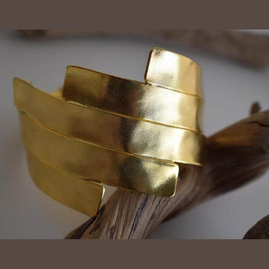 Meteora bracelet – Greek hammered jewelry – 18K gold or silver plated, also available in rose gold, layered hammered cuff design