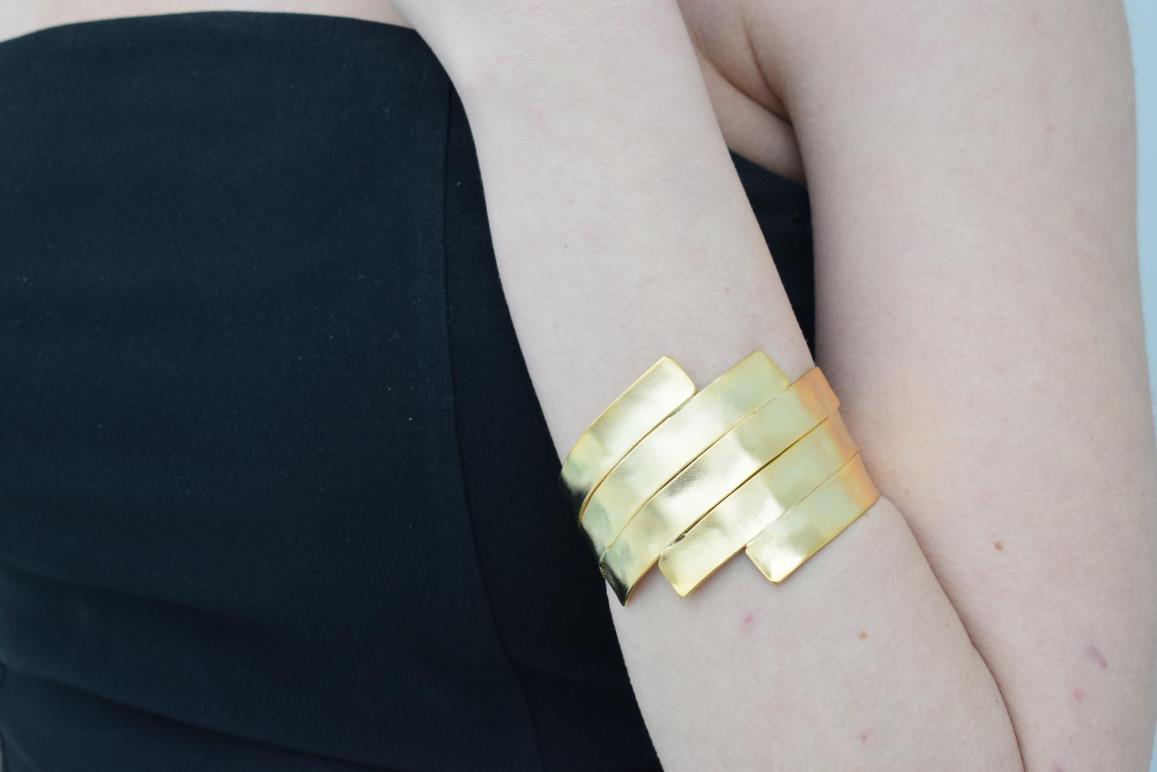 Meteora bracelet – Greek hammered jewelry – 18K gold or silver plated, also available in rose gold, layered hammered cuff design