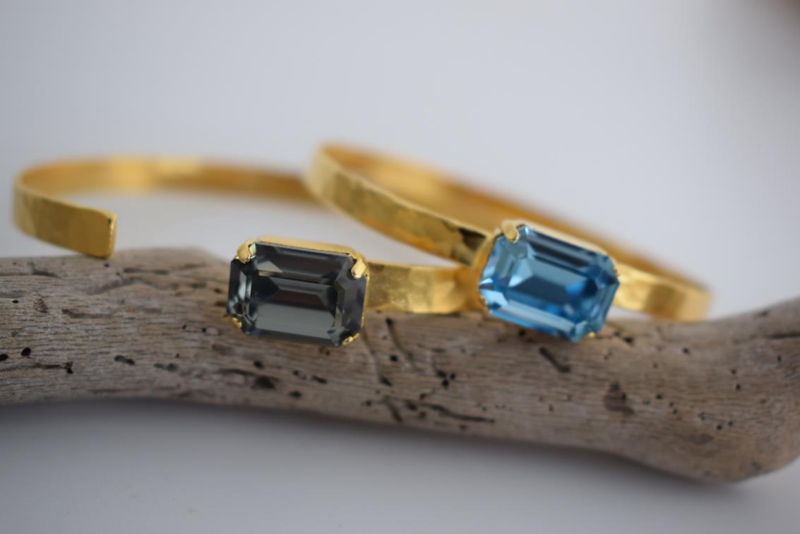 Orion Bracelet – Greek Hammered Jewelry – 18K Gold or Silver Plated with Crystal - N2116 - CF fashion