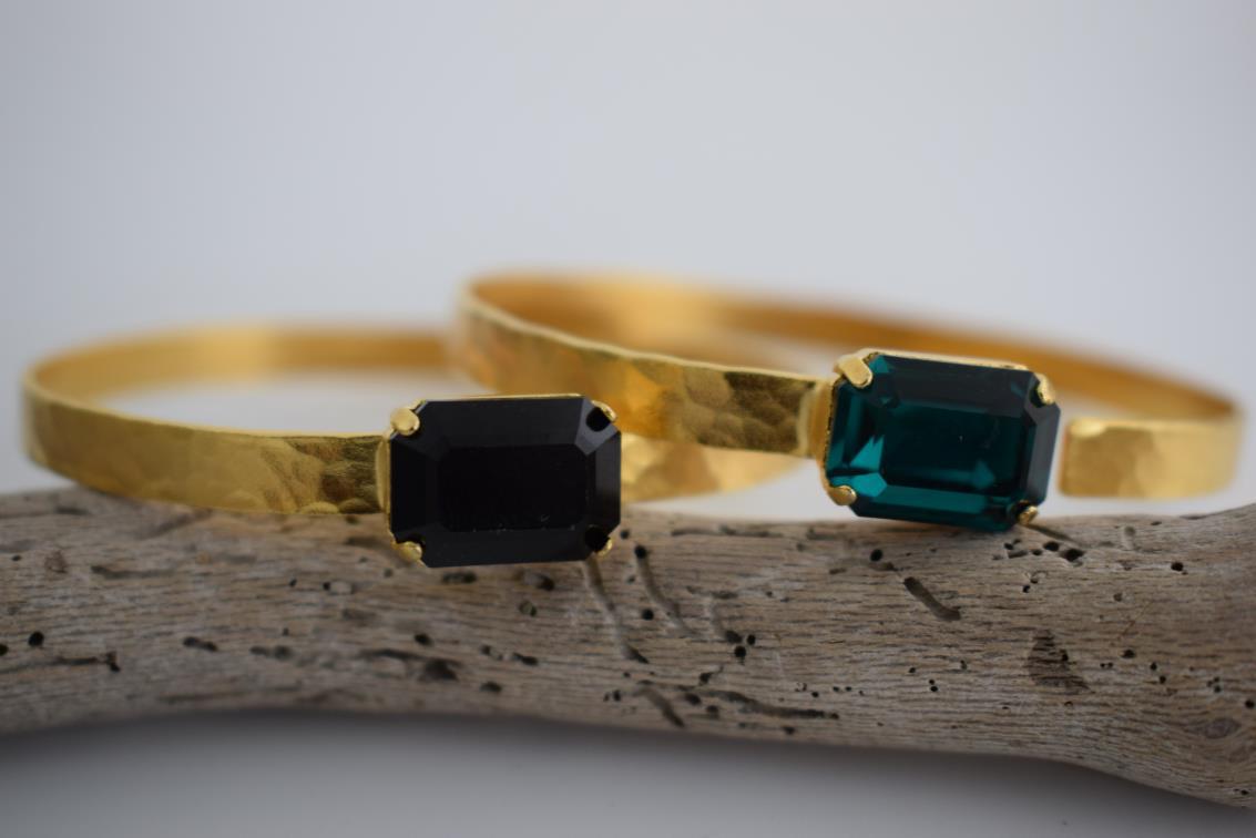 Orion Bracelet – Greek Hammered Jewelry – 18K Gold or Silver Plated with Crystal - N2116 - CF fashion