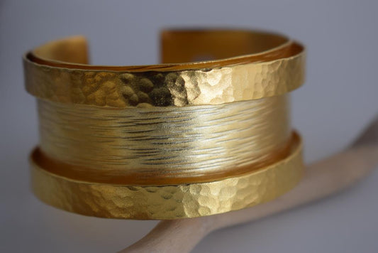 Eos bracelet – Greek hammered jewelry – 18K gold, silver, and rose gold plated