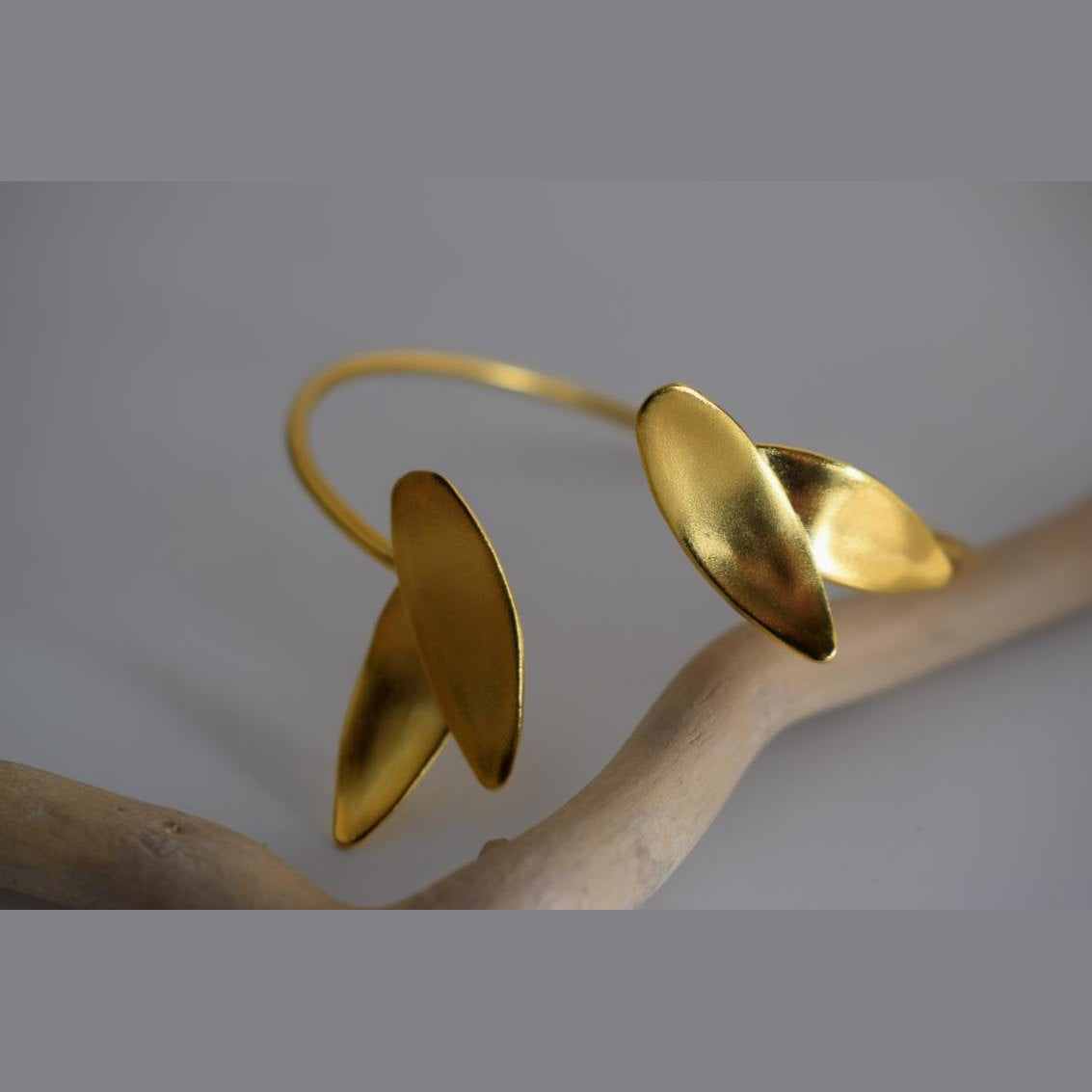 Elaia bracelet – Greek hammered jewelry – 18K gold or silver plated, also available in rose gold, hammered olive leaf design