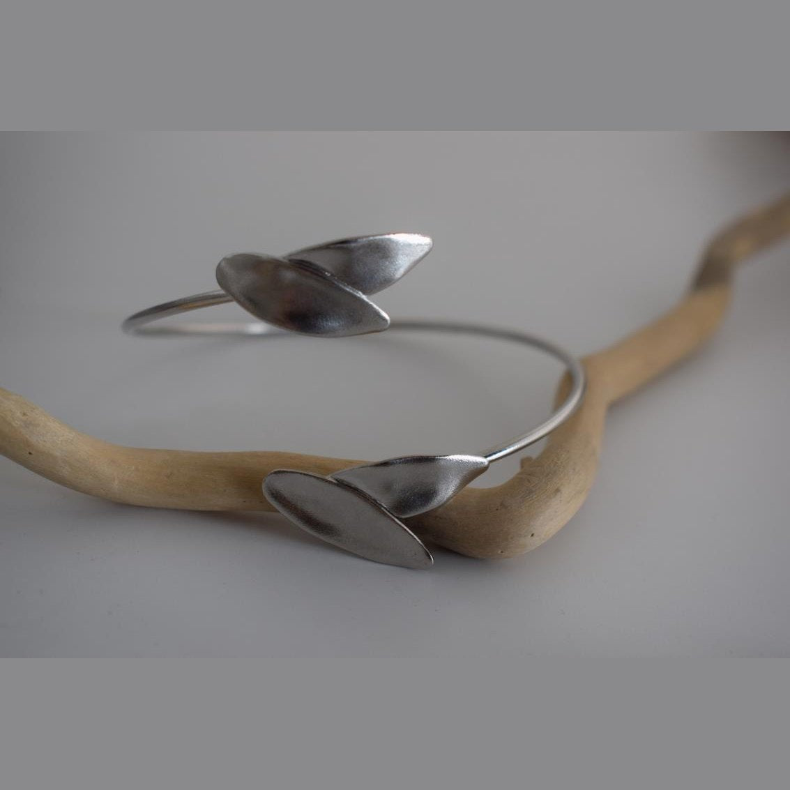 Elaia bracelet – Greek hammered jewelry – 18K gold or silver plated, also available in rose gold, hammered olive leaf design