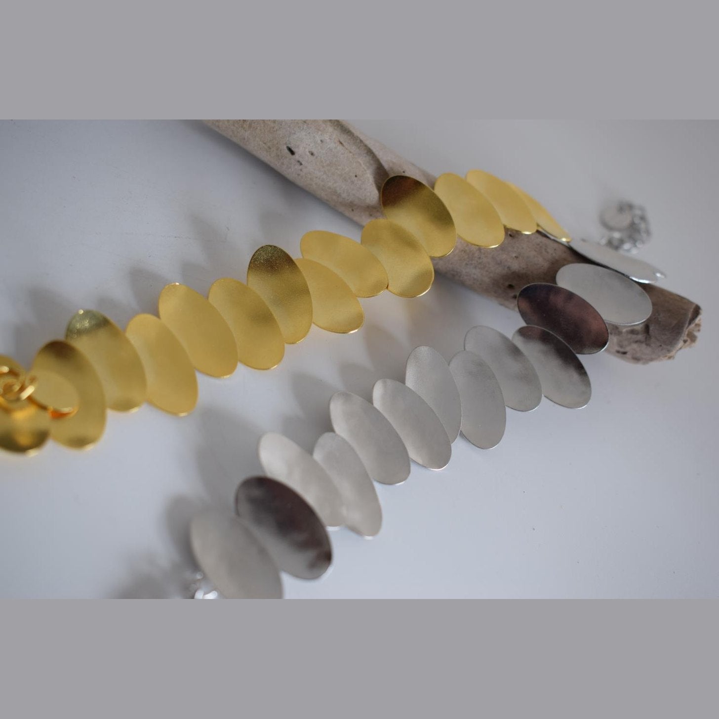 Ilios bracelet Greek hammered jewelry 18K gold plated oval design