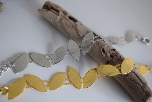 Phylion bracelet – Greek hammered jewelry – 18K gold, silver, and rose gold plated