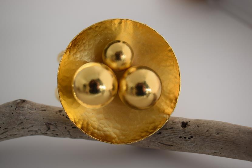 Atlas bracelet Greek hammered jewelry in 18K gold, silver, and rose gold plated with celestial sphere design