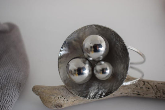 Atlas bracelet Greek hammered jewelry in 18K gold, silver, and rose gold plated with celestial sphere design