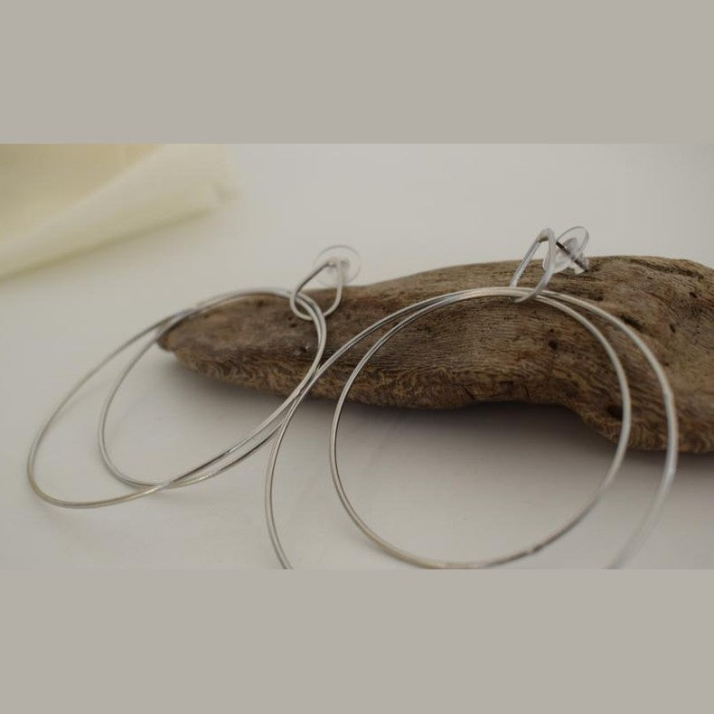 Delphi Earrings, handmade Greek hammered jewelry available in gold and silver plated.