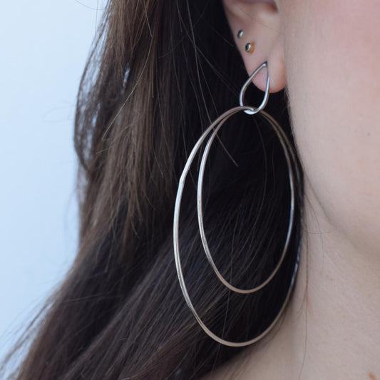 Delphi Earrings, handmade Greek hammered jewelry available in gold and silver plated.