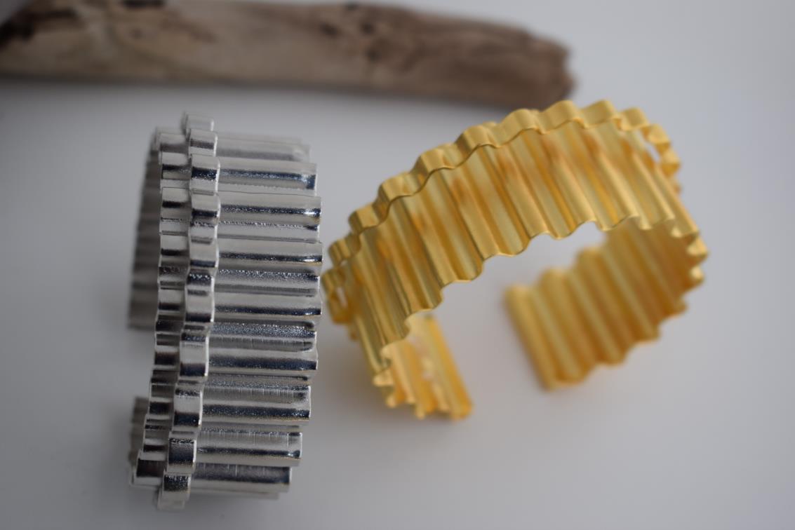 Rythmos bracelet – Greek hammered jewelry – 18K gold or silver plated, also available in rose gold