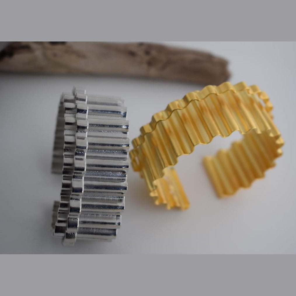 Rythmos bracelet – Greek hammered jewelry – 18K gold or silver plated, also available in rose gold