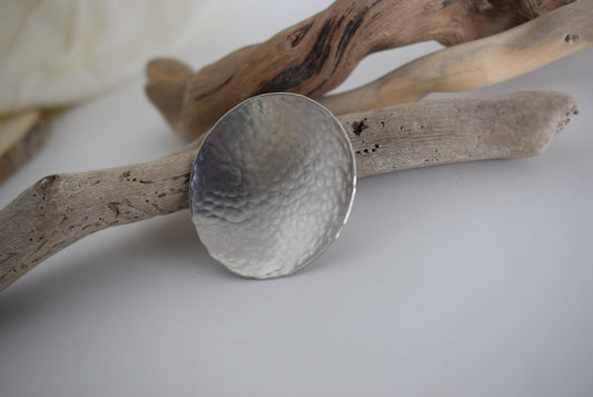 Selini 1 hammered dome earrings, handmade Greek hammered jewelry, available in gold or silver plated.