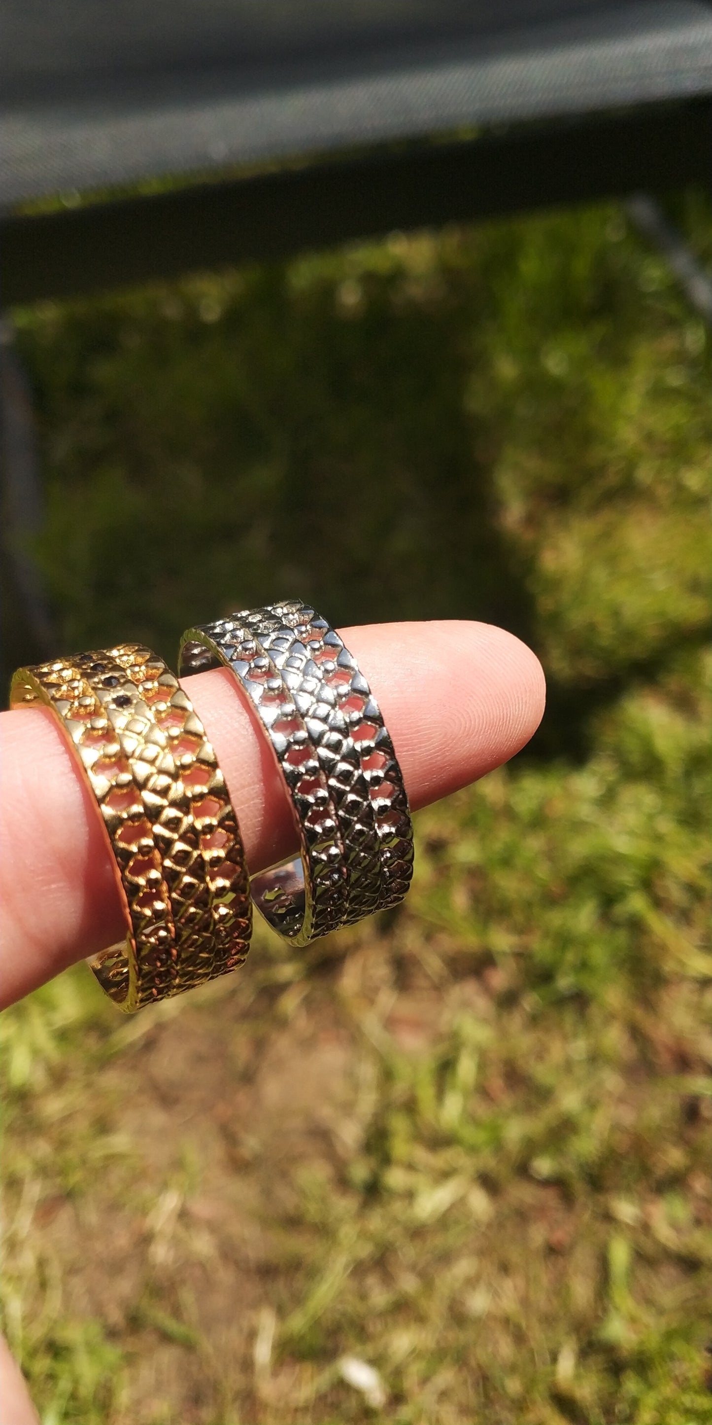 Earrings Hoop Stainless Steel Lattice Texture