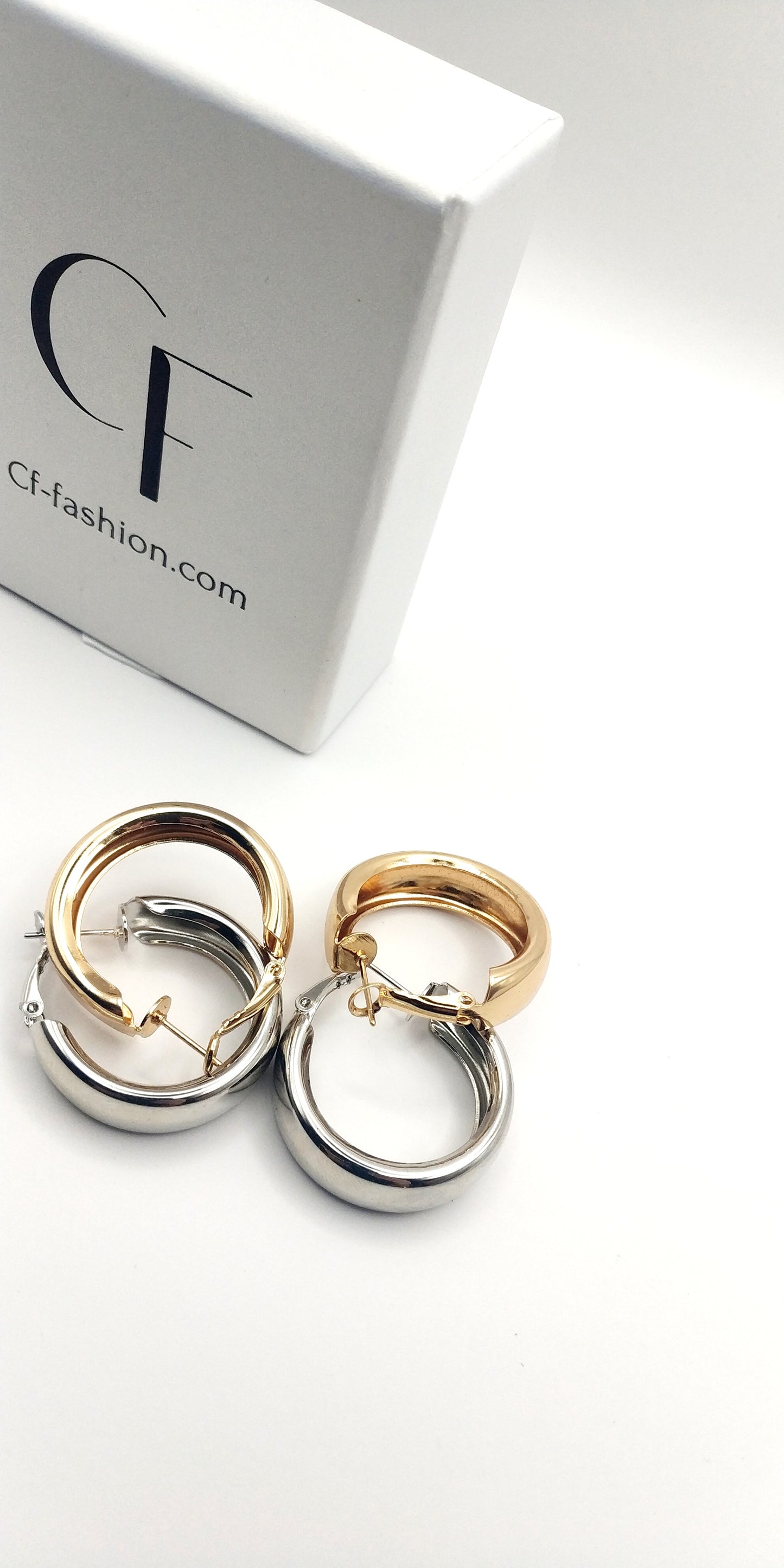 Earrings Hoop Stainless Steel Gold Botanical SSEO22 Cffashion