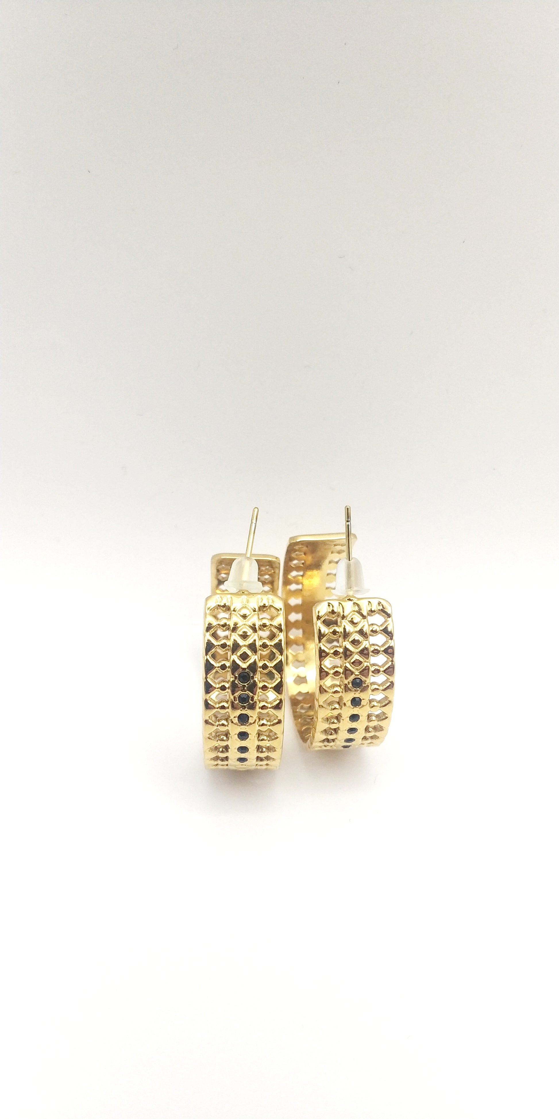 Earrings Hoop Stainless Steel Lattice Texture