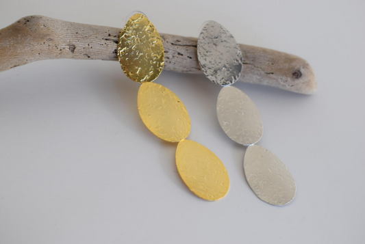 Hydor Greek hammered earrings – 18K gold or silver plated