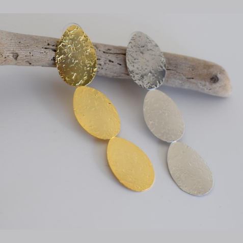 Hydor Greek hammered earrings – 18K gold or silver plated