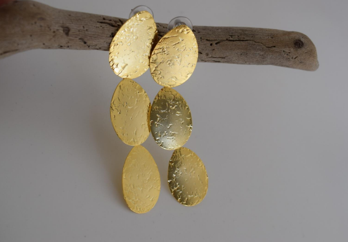 Hydor Greek hammered earrings – 18K gold or silver plated,rose gold,