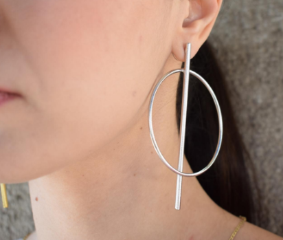 Axon Earrings – Greek Hammered Jewelry – Available in 18K Gold, Silver, and Rose Gold Plated. Handcrafted, inspired by the ancient Greek axis of balance.