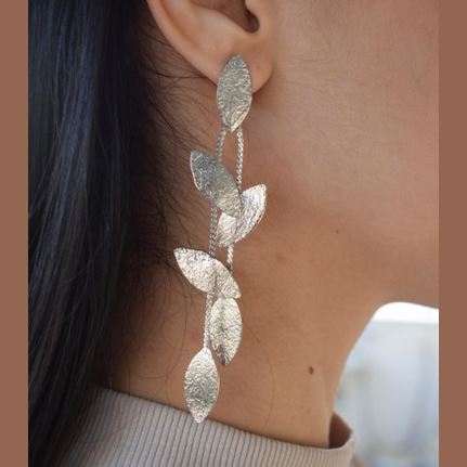 Phyllon Earrings – Greek Hammered Jewelry – 18K Gold or Silver Plated