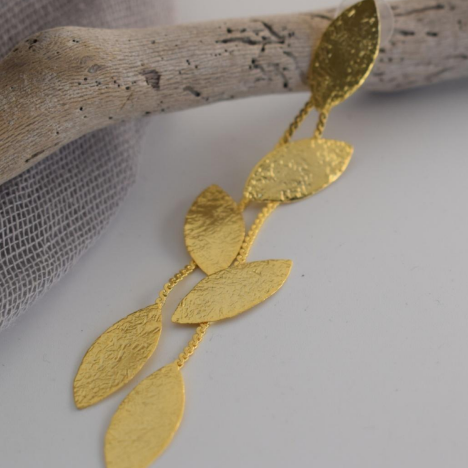 Phyllon Earrings – Greek Hammered Jewelry – 18K Gold or Silver Plated