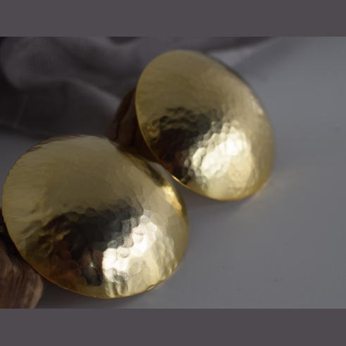 Diskos earrings, large round hammered design, Greek hammered jewelry, handmade, available in 18K gold plated, silver plated, or rose gold plated
