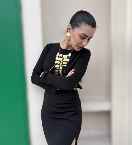 Mosaic necklace – Greek hammered jewelry – 18K gold or silver plated – geometric rectangular statement necklace – also available in rose gold