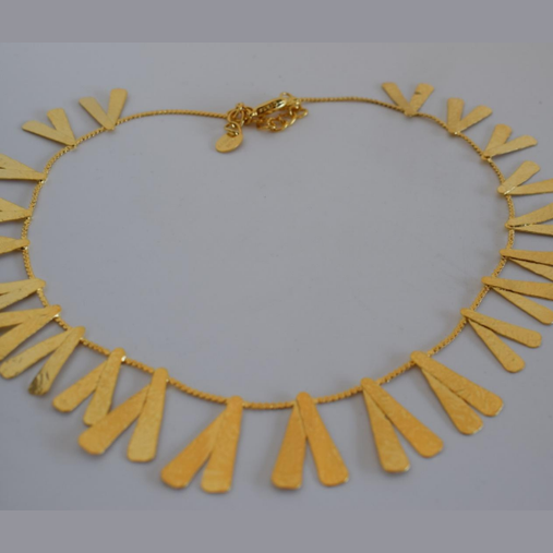 : Alcyone necklace – Greek hammered jewelry – 18K gold or silver plated – hammered drop plates – statement necklace