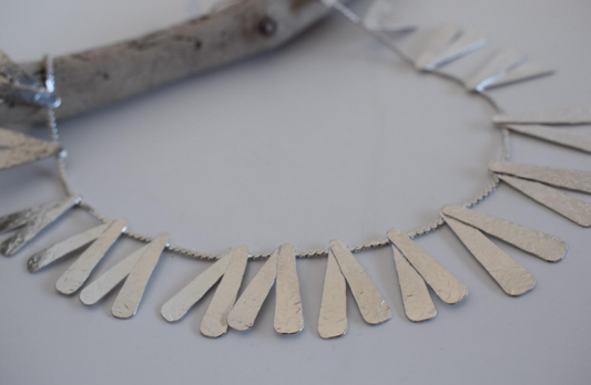 : Alcyone necklace – Greek hammered jewelry – 18K gold or silver plated – hammered drop plates – statement necklace