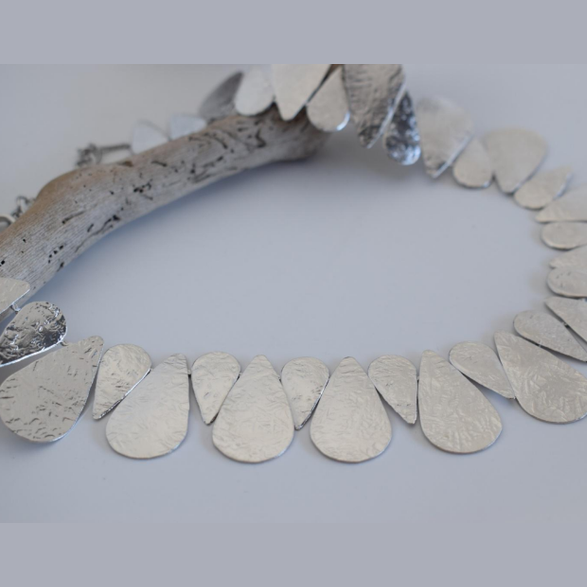 Iphigenia necklace, hammered teardrop design, Greek hammered jewelry, available in 18K gold plated, silver plated, or rose gold plated