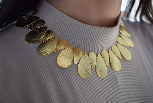 Iphigenia necklace, hammered teardrop design, Greek hammered jewelry, available in 18K gold plated, silver plated, or rose gold plated