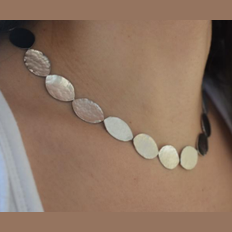 Hydor necklace – Greek hammered jewelry – 18K gold or silver plated – hammered oval link design – also available in rose gold